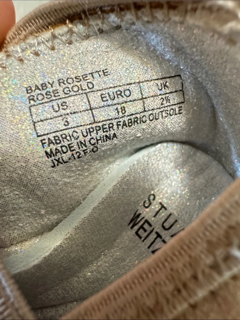 Stuart Weitzman Girls' Rose Gold Glitter Mary Jane Flats